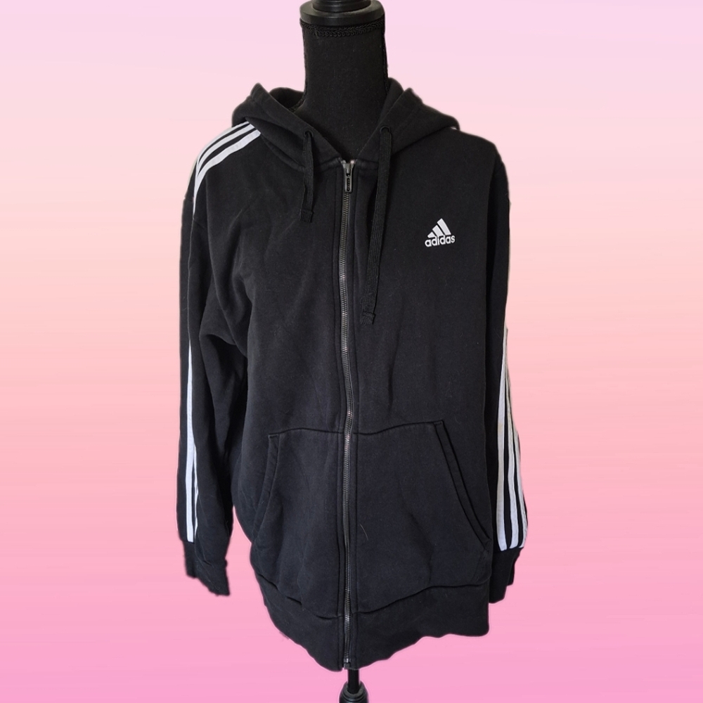 Adidas Zip Up Black Hoodie